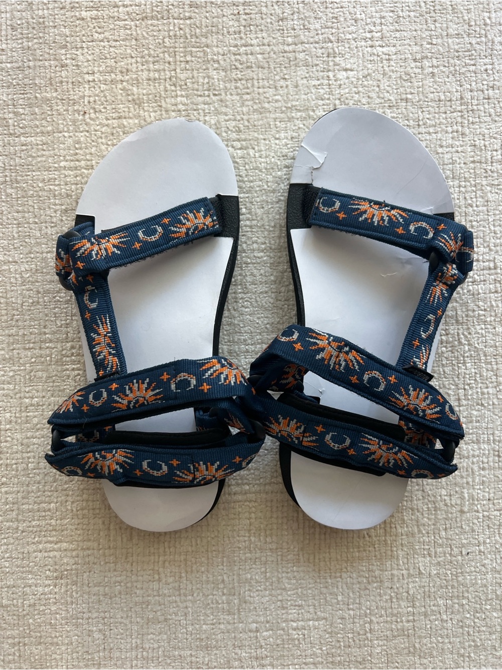 Navy Strappy Women's outdoor Sandals with celestial Embroidery